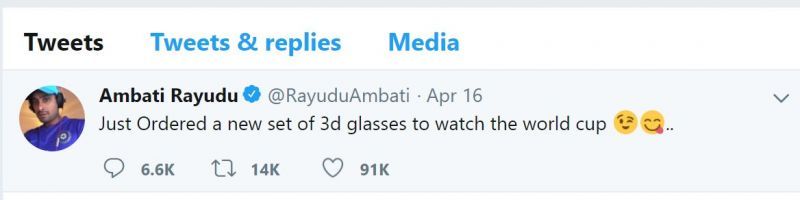 Ambati Rayudu's tweet