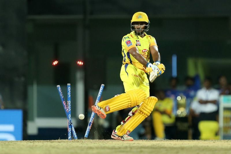 Ambati Rayudu gets castled. (Image Courtesy: IPLT20)