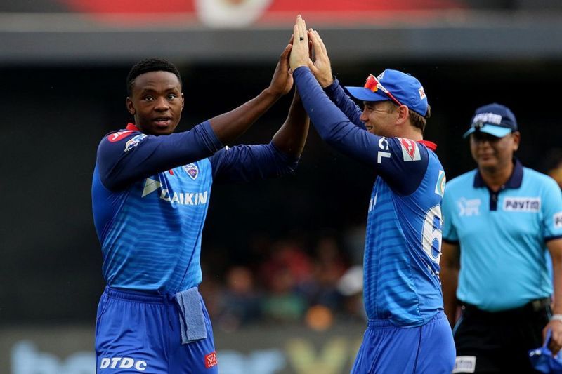 Rabada celebrates the wicket of Virat Kohli. (Image Courtesy: IPLT20)