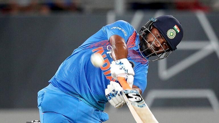 Rishabh Pant hitting his trademark 