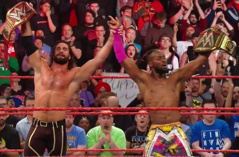 Universal Champion Seth Rollins and WWE Champion Kofi Kingston