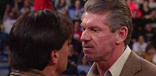 Vince McMahon about to go off on Eric Bischoff