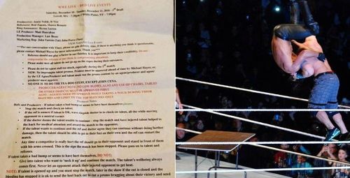 Certain actions are banned at WWE Live events according to a leaked document.