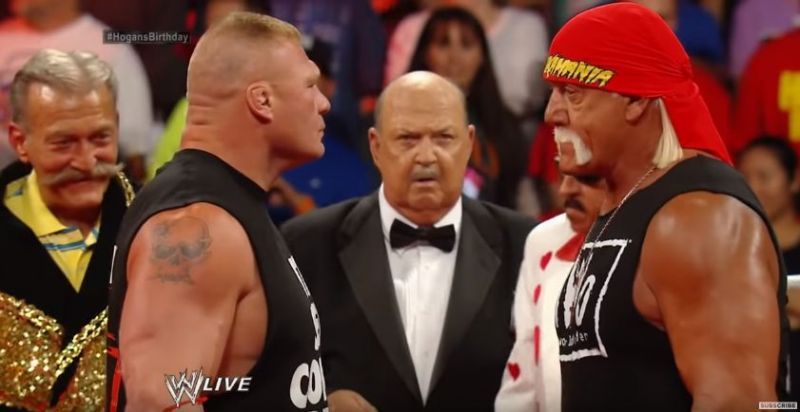 Hogan and Lesnar at the birthday celebration