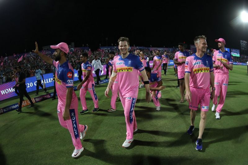 Rajasthan players did the lap of honour after the match as they ended their home season in this year&#039;s IPL with a win over SRH. (Image Courtesy : IPLT20/BCCI)