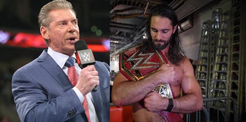 WWE head honcho Vince McMahon (left) will be looking to throw every possible challenge at new Universal Champion Seth Rollins (right)