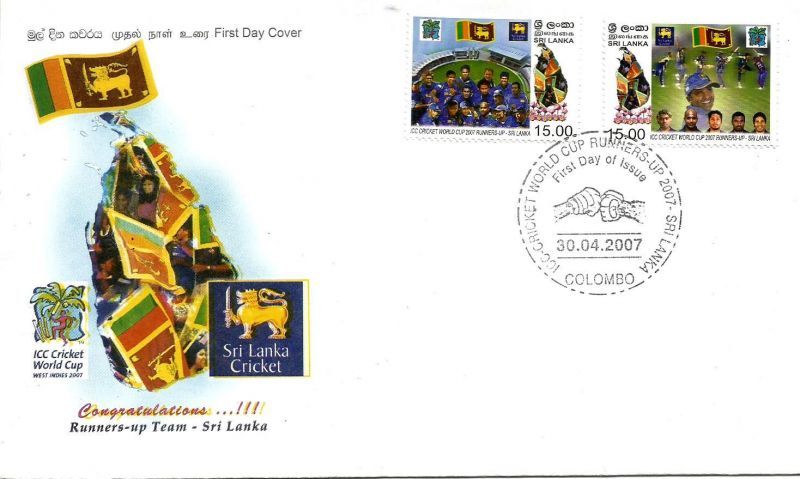 Stamps on 2007 Cricket World Cup runners-up Sri Lanka.