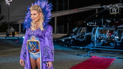 Flair's entrance to the stadium via helicopter made her jet-flying father proud.