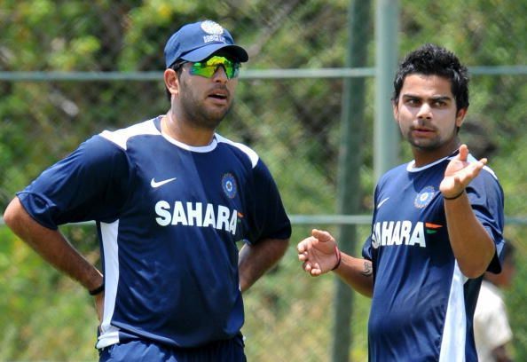 Virat Kohli and Yuvraj Singh (left) during Kohli&#039;s debut international year
