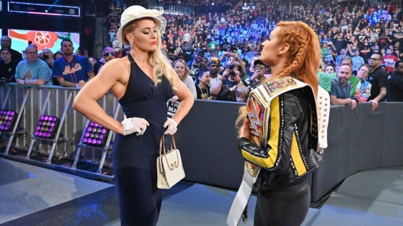 Lacey Evans facing off with Becky Lynch.