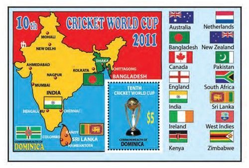 MINIATURE SHEET OF DOMINICA FEATURING THE SUB-CONTINENT MAP & TROPHY