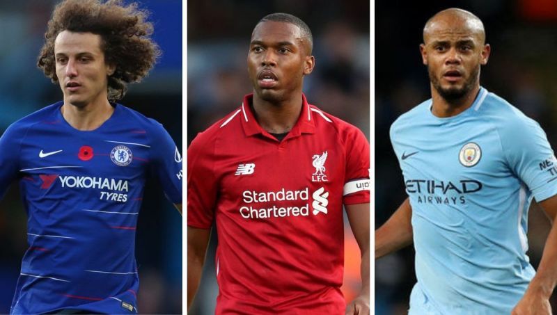 (L-R) David Luiz, Daniel Sturridge, Vincent Kompany