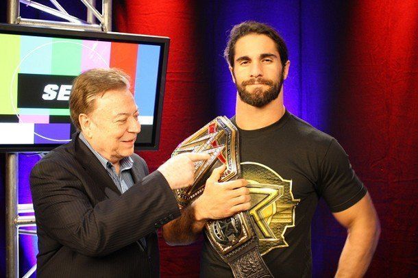 Hector del Mar with Seth Rollins