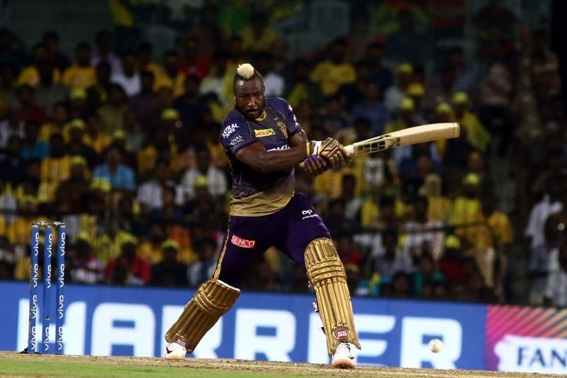 Chennai: Kolkata Knight Riders&#039; Andre Russell in action during the 23rd match of IPL 2019 between Kolkata Knight Riders and Chennai Super Kings at MA Chidambaram Stadium, in Chennai on April 9, 2019. (Photo: IANS)