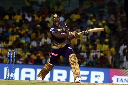 Chennai: Kolkata Knight Riders' Andre Russell in action during the 23rd match of IPL 2019 between Kolkata Knight Riders and Chennai Super Kings at MA Chidambaram Stadium, in Chennai on April 9, 2019. (Photo: IANS)