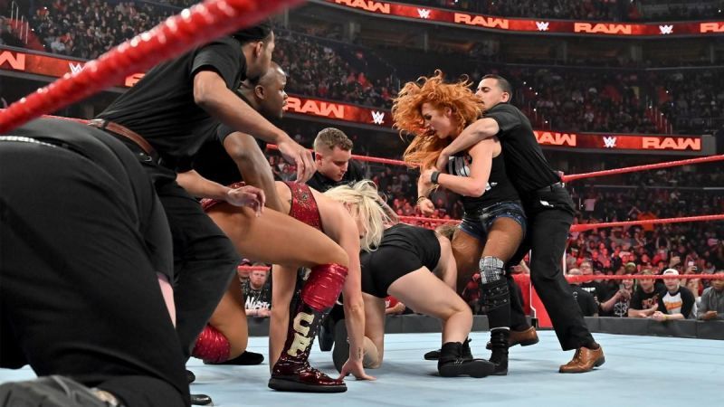 Charlotte Flair, Becky Lynch, and Ronda Rousey brawled on RAW, which was the highlight of the night
