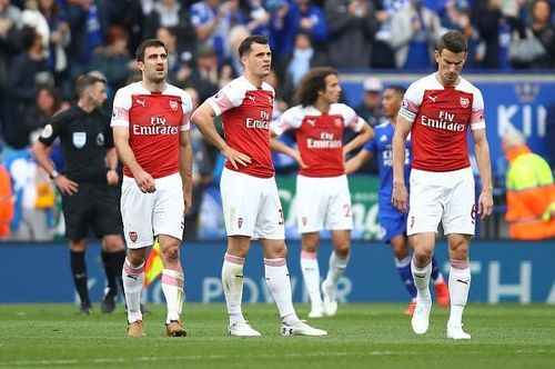 Arsenal FC  look dejected as they lose their third game in a row.