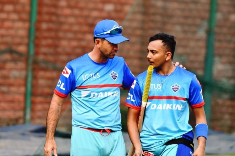Ricky Ponting (L) and Prithvi Shaw (R)