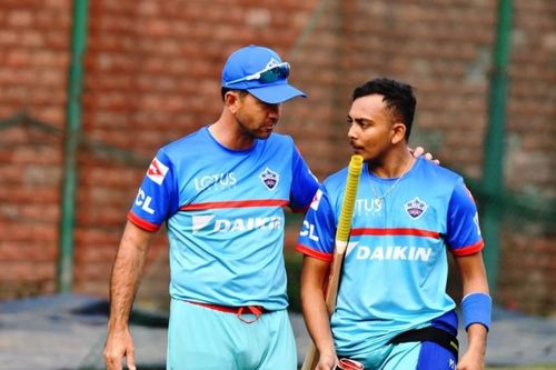 Ricky Ponting (L) and Prithvi Shaw (R)