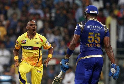 Dwayne Bravo and Kieron Pollard - Source: BCCI/IPLT20.com