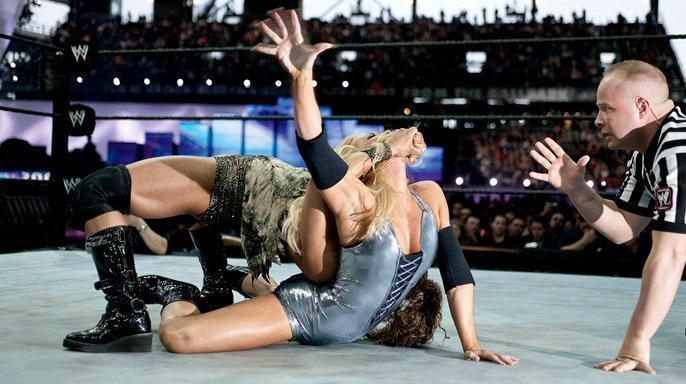 The first great women&#039;s triple threat match at WrestleMania