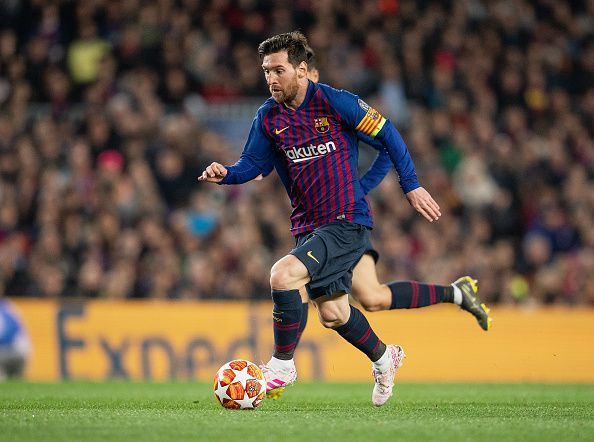 Messi in action against Manchester United