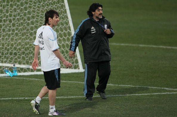 Lionel Messi and Diego Maradona