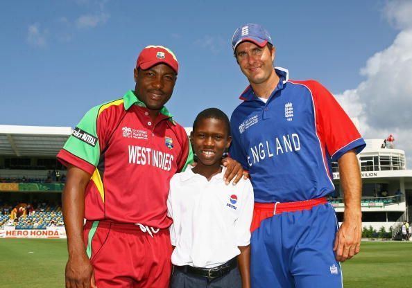 Brian Lara poses before his final international match