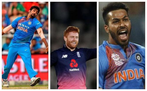 Jasprit Bumrah(left), Jonny Bairstow(center) and Hardik Pandya(right)