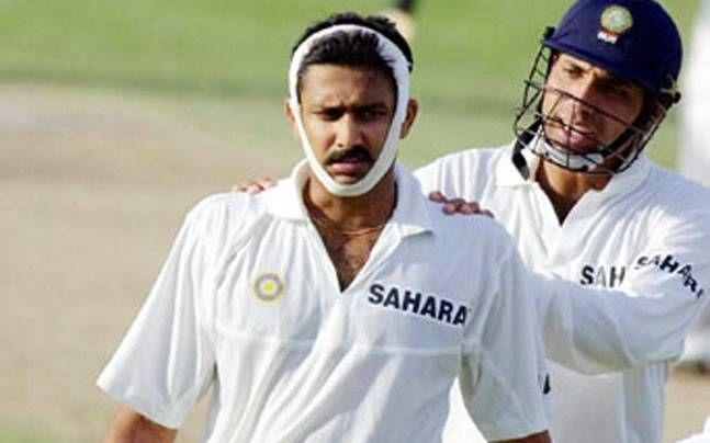 Kumble plays with a broken jaw
