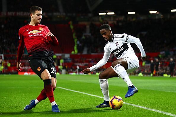 Ryan Sessegnon in action against Manchester United