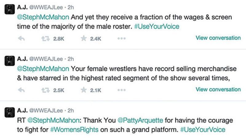 AJ Lee tweeted directly to her boss Stephanie McMahon in what many believe was the spark for the women's evolution movement.