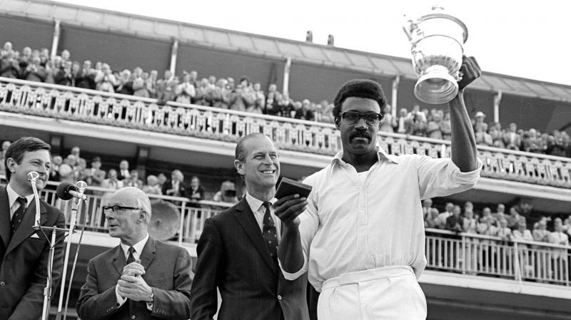 Clive Lloyd lifting his second World Cup after beating England in the finals