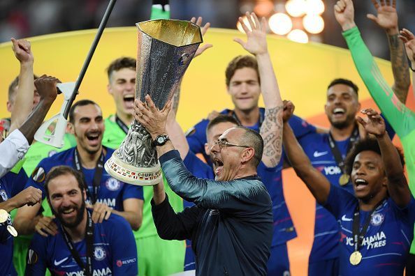Sarri clinched his first managerial trophy