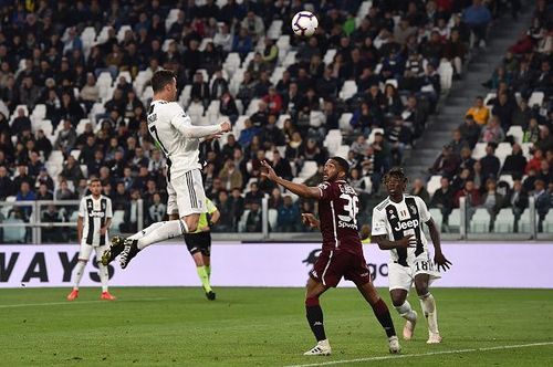 Ronaldo intercepted Leonardo Spinazzola's cross to score a phenomenal header