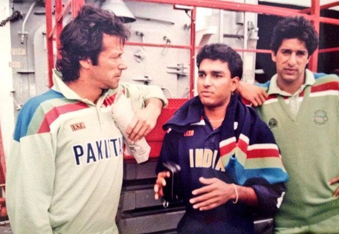 Sanjay, with his idol Imran Khan, during the 1992 World cup