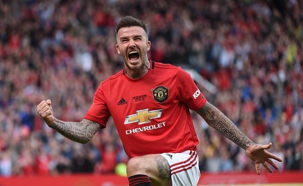 David Beckham showcased his trademark guile to the Old Trafford crowd.