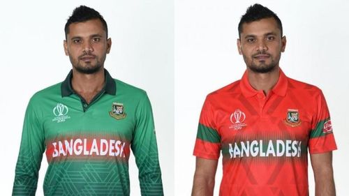 Masrafe Mortaza modeling the new Bangladesh kits.