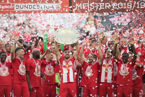 RB Salzburg celebrate their Bundesliga title