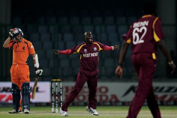 Kemar Roach&acirc;€™s blistering speed left the Dutch shell shocked.