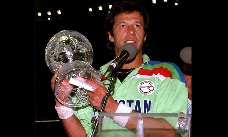 Imran Khan celebrates after lifting his maiden World Cup title in Melbourne