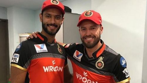 Shivam Dube with AB de Villiers