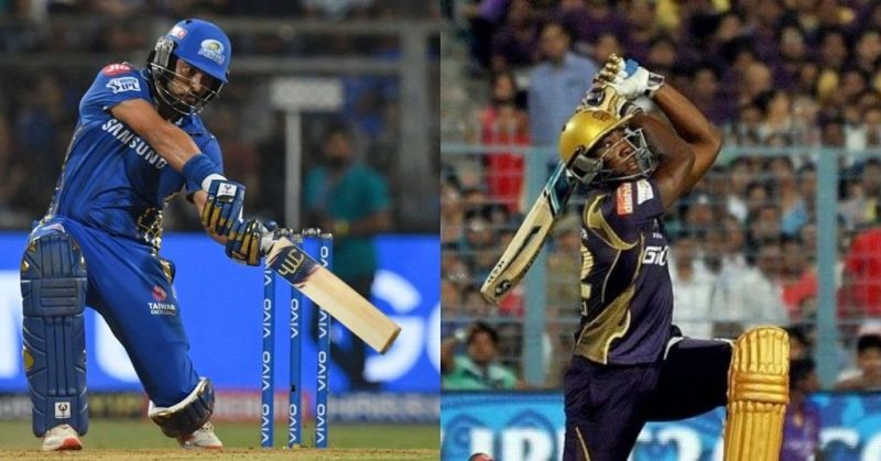 Yuvraj Singh and Andre Russell (Image courtesy - IPLT20.com/BCCI)