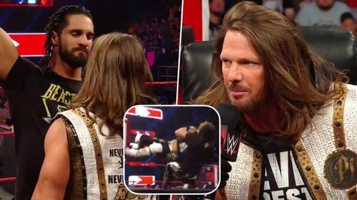 Image result for aj styles styles brawl with seth rollins