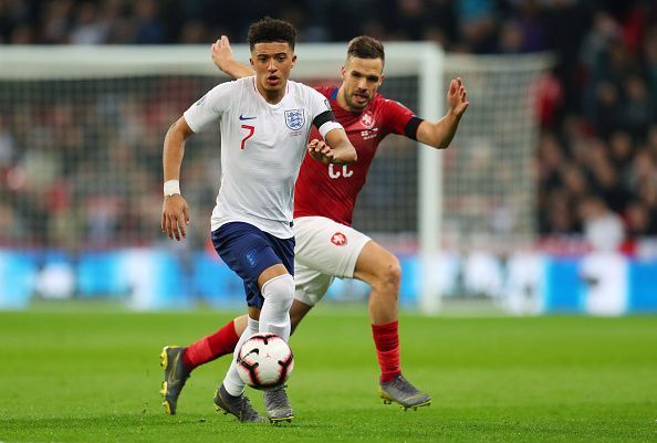 Jadon Sancho in action for the &#039;3 Lions&#039;