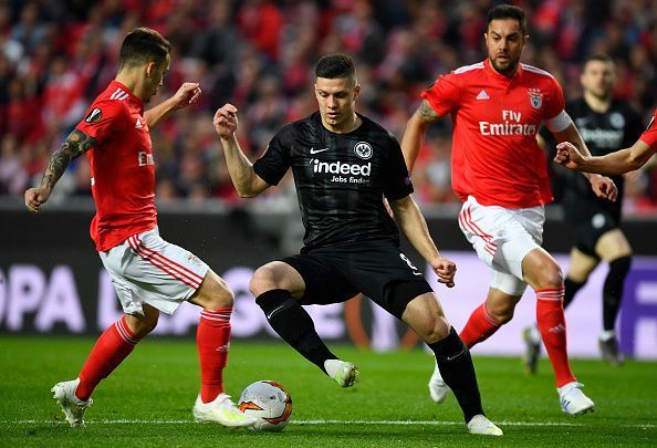 Luka Jovic in action against his former club Benfica