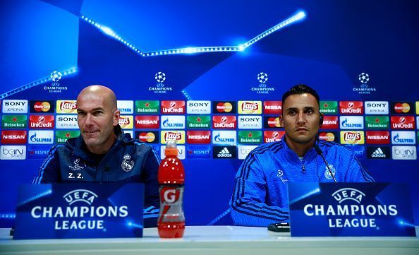 Zinedine Zidane and Keylor Navas