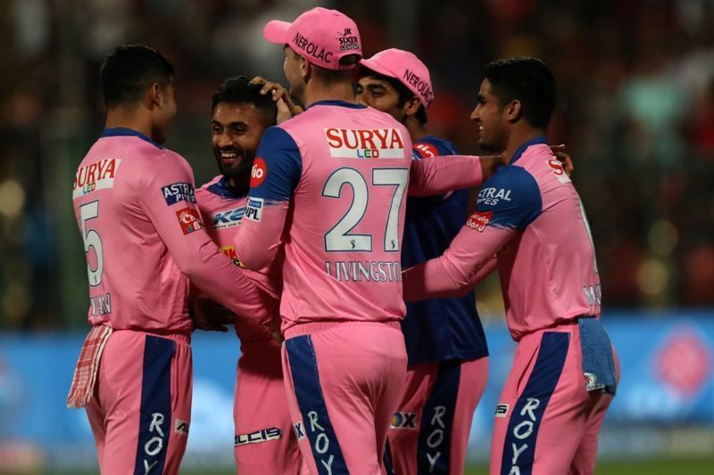 Shreyas Gopal celebrating his hattrick in the match against RCB (Image Courtesy - BCCI/iplt20.com)