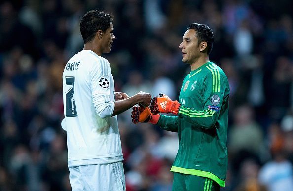 Raphael Varane and Keylor Navas