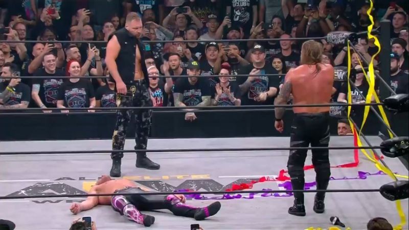 Jon Moxley attacked Omega and Jericho after the main event ended